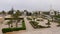 Beautiful view on palm and flower beds in city park Baladia in Monastir, Tunisia