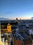 Beautiful view of Paris at sunset time from inside Pompidou center