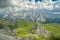 Beautiful view on Passo Pordoi and Marmolada peak in Dolomites