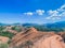 Beautiful view peak mountains and blue sky