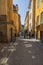 Beautiful view of people on narrow cobbled streets of Stockholm\\\'s old town area. Sweden.