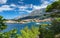 Beautiful view of the port in Makarska below the Biokovo mountains
