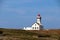 Beautiful view of the Poulains lighthouse in Sauzon, France