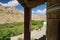 Beautiful view from the prayer wheel at Mulbek Chamba Monastery, Ladakh, India
