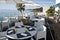 Beautiful view of Provencal restaurant overlooking the Mediterranean at daytime