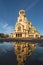 Beautiful view and reflection of St. Alexander Nevsky Cathedral in Sofia, Bulgaria