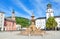 Beautiful view of Residenzplatz with famous Residenzbrunnen in Salzburg, Salzburger Land, Austria