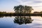 Beautiful view of the river at sunset. A quiet, warm evening on the banks of a small river. outdoor recreation.