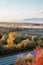 Beautiful view of the road from a height. autumn