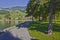 Beautiful view of a road leads to the village in mountains, Sarnen, Switzerland