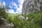 Beautiful view of rocks, forest, rocky trail and blue sky in Paklenica National park, Croatia