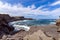 Beautiful view of a rocky bay with waves on the sea on the island of Menorca, Balearic islands, Spain