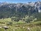 Beautiful view of rocky forested mountains on a sunny day