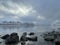 Beautiful view of a rocky seacoast under a cloudy sky