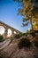 Beautiful view of roman Aqueduct Pont del Diable in Tarragona at sunset