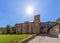 Beautiful view of Roman Catholic abbey San Vittore alle Chiuse in the comune of Genga, Marche, Italy