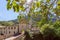 Beautiful view of Roman Catholic abbey San Vittore alle Chiuse from the medieval bridge. Genga, Marche, Italy