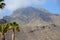 Beautiful view on Roque del Conde mount with palm trees in Torviscas Alto, Tenerife, Canary Islands, Spain.