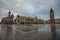 Beautiful view of Rynek GÅ‚Ã³wny in the historic center of Krakow on rainy day, Poland