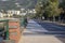 Beautiful view in Salerno in southern Italy at dawn. Pink and blue sky in the background. Unrecognizable people are engaged in