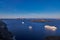 Beautiful view of Santorini Island in Greece, Cruise Ships in the Aegean Sea