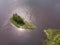 Beautiful view of Sapsho lake in summer day. Drone shooting