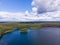 Beautiful view of Sapsho lake in summer . Drone shooting