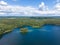 Beautiful view of Sapsho lake in summer , Smolensk region, Russia. Drone shooting