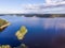 Beautiful view of Sapsho lake in summer , Smolensk region, Russia. Drone shooting