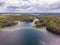 Beautiful view of Sapsho lake in summer , Smolensk region, Russia. Top view