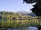 Beautiful view of Sarangan Lake with a backdrop of Mount Lawu