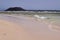 Beautiful view of the sea and the beach of the dunes of Corralejo