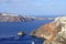 Beautiful view of sea and cliffs with luxurious boats in Santorini