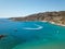 Beautiful view of the sea coast and clear turquoise water with several sailboats