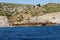 Beautiful view of the sea with the horizon and mountainous rocks in Provence, Marseille