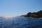 Beautiful view of the sea with the horizon and mountainous rocks in Provence, Marseille