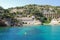 Beautiful view of the sea with mountain rocks with trees and beautiful villas houses in Provence, Marseille.