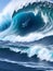 beautiful view of the sea , tsunami waves , AI Generated