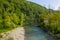 Beautiful view of the Serio river and old bridge