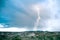 Beautiful view of the sky and lightning on the landscape of Cappadocia in Turkey