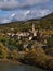 Beautiful view of small village with church and traditional buildings, part of town Sisteron, Provence, France.