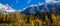 Beautiful view of the snowy rocky Alps under the blue sky in France