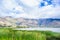 Beautiful view of some typical plants in the beautiful Yahuarcocha lake, with a gorgeous cloudy day in Ecuador