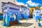 Beautiful view of the square in the blue city of Chefchaouen. Lo