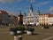 Beautiful view of the square in ÄŒeskÃ© BudÄ›jovice, where there are many cultural and historical monuments