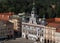 Beautiful view of the square in ÄŒeskÃ© BudÄ›jovice, where there are many cultural and historical monuments