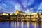 Beautiful view of St. Vitus Cathedral, Charles Bridge and Mala Strana on the banks of the Vltava in Prague, Czech Republic