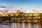 Beautiful view of St. Vitus Cathedral, Charles Bridge and Mala Strana on the banks of the Vltava in Prague, Czech Republic