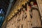 Beautiful view of the statues of the Kings on the Choir Screen and Stained glass window of York Monster Cathedral in Yorkshire, En