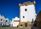 Beautiful view of street with typical arabic architecture in Asilah. Location: Asilah, North Morocco, Africa. Artistic picture.